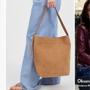 Madewell Essential suede Tan bucket Bag NWT